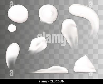 Set von Concealer Abstrich kosmetische Produkte weiße Gel Abstrich Auf transparentem Hintergrund Vektor Illustration Realismus Stil Stock Vektor