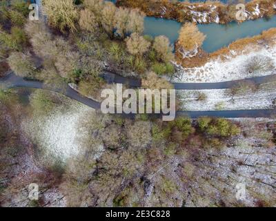 Sloterpark in Osdorp in Amsterdam mit Schnee Stockfoto