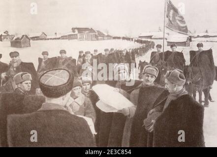 Die Kavallerie des sowjetischen Generalmajors Lew Dowator vor der Offensive 1941. Stockfoto