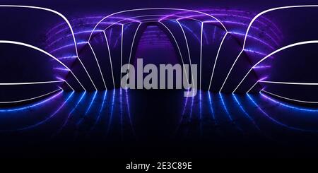 Full 360 x 180 Grad Winkel nahtlos von futurustic minimalistisch 3D-Rendering-Illustration für Gebäude innen Stockfoto