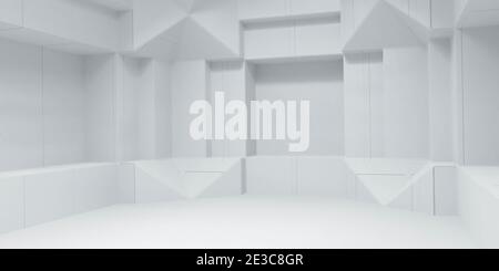 Abstrakt weißen Raum minimalistisches Interieur Gebäude einfache Geometrie 3d Rendern Abbildung Stockfoto