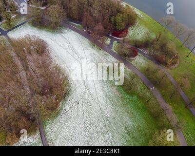 Sloterpark in Osdorp in Amsterdam mit Schnee Stockfoto