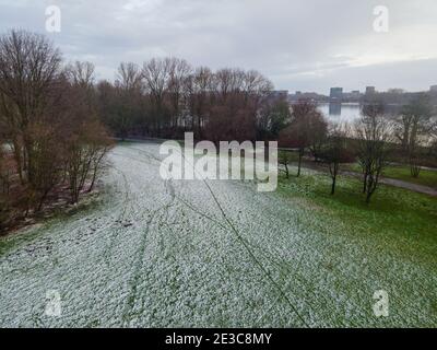 Sloterpark in Osdorp in Amsterdam mit Schnee Stockfoto