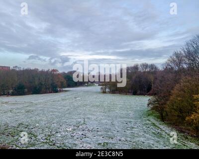 Sloterpark in Osdorp in Amsterdam mit Schnee Stockfoto