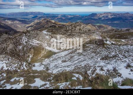 Lagos de Covadonga, Nationalpark Picos de Europa, berühmte Radtour in der Vuelta a España, in Asturien, Spanien Stockfoto