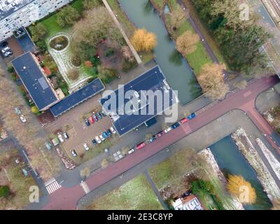 Blick von oben in Osdorp in Amsterdam, Niederlande Stockfoto