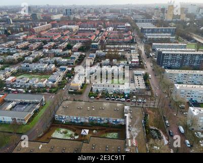 Blick von oben in Osdorp in Amsterdam, Niederlande Stockfoto