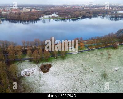 Sloterpark in Osdorp in Amsterdam mit Schnee Stockfoto