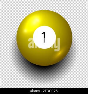 Stock Vektor der Billardkugel Nummer 1. Gelbe Farbe. Isoliertes Windobjekt auf transparentem Hintergrund. EPS 10 Stock Vektor