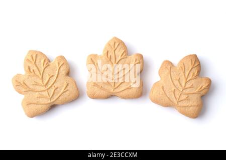 Canadian Ahornblatt Creme Cookies auf weiß Stockfoto