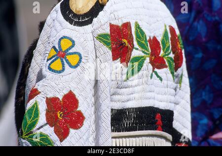 Indianische Perlenarbeiten, Pi-Ume-Sha Vertrag Tage, Warm Springs Indian Reservation, Oregon Stockfoto