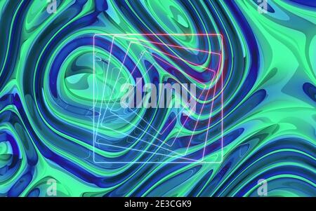 Verlaufswellentuch, fluidfarbener Hintergrund, 3d-Rendering. Digitale Zeichnung des Computers. Stockfoto