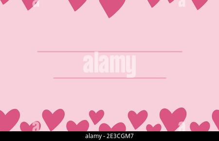 Valentinskarte. Nahtlose horizontal rosa Herzen auf einem hellrosa Hintergrund. Farbe trendy oberen und unteren Rand für Cover, Vorlage fo Stock Vektor
