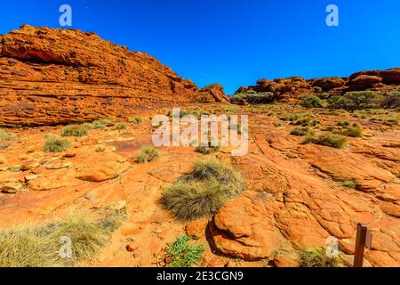 Malerische Sandsteinkuppen genannt The Lost City in Kings Canyon, Watarrka National Park, Central Australia. Kultiger Anziehungspunkt im Outback Red Centre Stockfoto