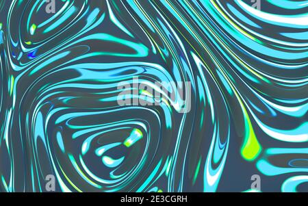 Verlaufswellentuch, fluidfarbener Hintergrund, 3d-Rendering. Digitale Zeichnung des Computers. Stockfoto