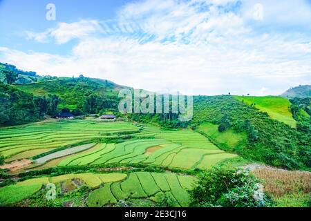 Ein schönes terrassenförmiges Grundstück im Tua Chua Bezirk, Provinz Dien Bien, Vietnam Stockfoto