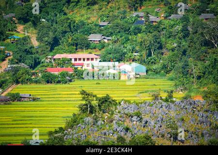 Ein schönes terrassenförmiges Grundstück im Tua Chua Bezirk, Provinz Dien Bien, Vietnam Stockfoto