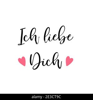 Hand skizziert Ich liebe Dich Deutsches Zitat, Ich liebe dich. Romantischer Kalligrafie-Satz. Beschriftung Stock Vektor