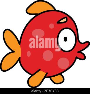 Cute Cartoon Fisch Zeichnung Illustration Vektor Stock Vektor