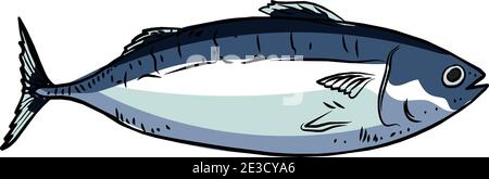 Thunfisch Handrawn Illustration Vektor isoliert in weißem Hintergrund Stock Vektor