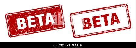 Beta Quadrat Stempel. Beta Grunge Zeichen gesetzt Stock Vektor