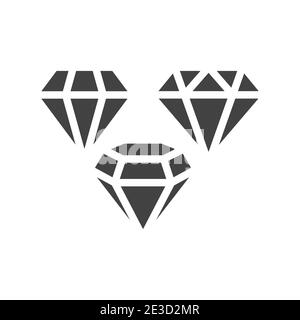 Diamantförmige schwarze Vektor-Symbolsatz. Diamanten Glyphen Symbole. Stock Vektor