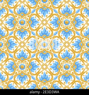 Keramikfliesenmuster mit Blumen. Stock Vektor