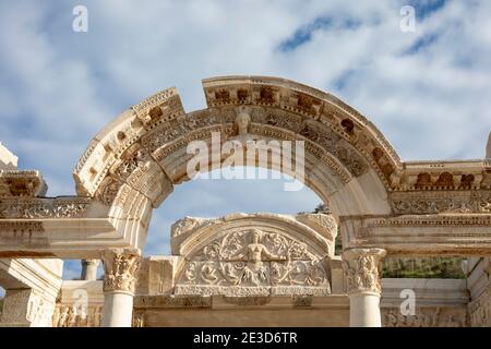 medusa Kopf in der antiken Stadt Ephesus, Türkei Stockfoto