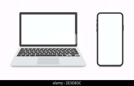 Laptop, Smartphone. Vorlage, Modell. Vektor. Stock Vektor