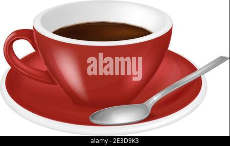 Kaffeetasse mit Löffel. Vektorgrafik. Stock Vektor