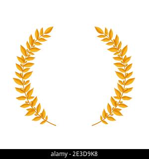 Goldener Lorbeerkranz. Vintage Kränze heraldischen Design-Elemente mit floralen Rahmen aus Lorbeerbsen auf weißem Hintergrund. Symbol des Gewinners oder Stock Vektor