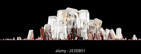 Edelsteine, Mineralien und Edelsteine, Mineralbildung, Quarz, Diamanten, 3d Render Stockfoto