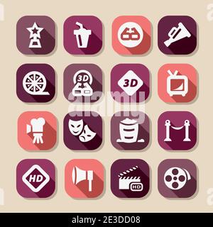 Elegantes Movie Icons Set Für Mobile, Web Und Anwendungen. Stock Vektor
