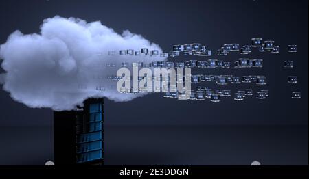 Cloud-Computing-Technologie, Innovation, Zukunftsorientierung, Cybersicherheit, Verschlüsselte Internetdateninformationen Stockfoto