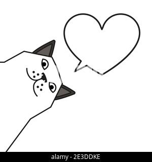 Katzenmeme mit herzförmiger Sprechblase Stock Vektor