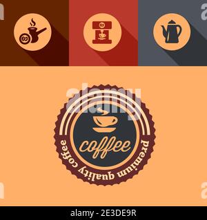 Illustration von Kaffee in Flat Design Style. Stock Vektor