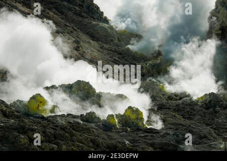 Landschaft von 'M tt IOU', ein Touristenziel des Akan Mashu Nationalparks in Hokkaido, Japan Stockfoto