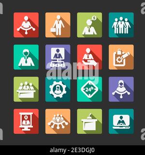 Flat Business, Management und Success Vector Icons Set. Stock Vektor