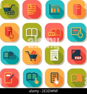 Bücher Vector Flat Icon Set für Web und Mobile. Stock Vektor