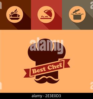 Illustration der besten Koch-Labels im Flat Design Style. Stock Vektor