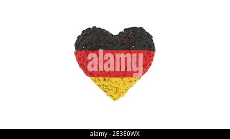 Deutschland Nationalfeiertag. Tag Der Deutschen Einheit. Oktober. Herz-Animation mit Alpha-Matte. Blumen bilden Herzform. 3D-Rendering. Stockfoto