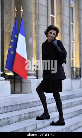 Ines De La Fressange erreicht am 28. Januar 2009 den Elysée-Palast in Paris, Frankreich. Foto von Christophe Guibbaud/ABACAPRESS.COM Stockfoto