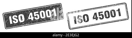 iso 45001 quadratischer Stempel. iso 45001 Grunge Zeichen gesetzt Stock Vektor