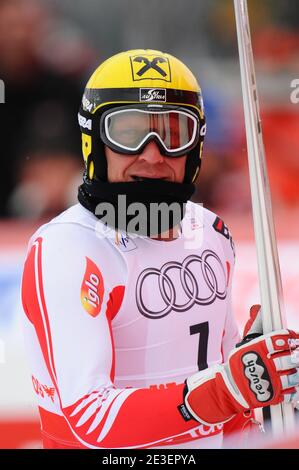 Österreichs Hermann Maier beim Abfahrtstraining der Männer bei der Ski-WM am 5. Februar 2009 im Val d'Isere, Französische Alpen, Frankreich am 5. Februar 2009. Foto von Thierry Orban/Cameleon/ABACAPRESS.COM Stockfoto