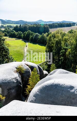 Elephant Sandstone Rocks, Sloni kameny, bei Jitrava im Lausitzer Gebirge, Tschechische Republik Stockfoto