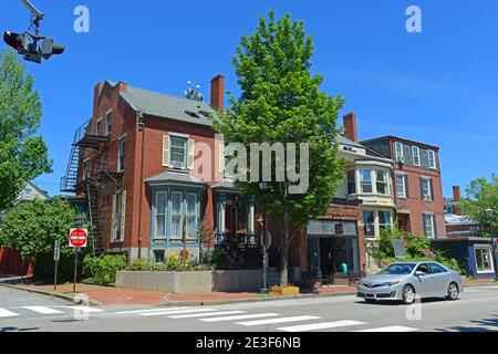 Historisches Gebäude an der Congress Street im Old Port Bezirk von Portland, Maine, USA. Portland Arts District Congress Street gilt als das Herz von Stockfoto