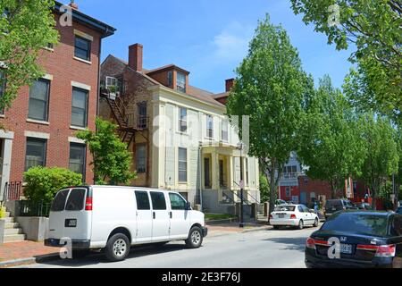 Historisches Gebäude an der Congress Street im Old Port Bezirk von Portland, Maine, USA. Portland Arts District Congress Street gilt als das Herz von Stockfoto