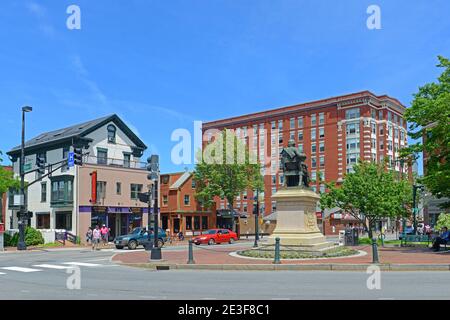 Historische Gebäude am Longfellow Square in Portland, Maine, USA. Stockfoto