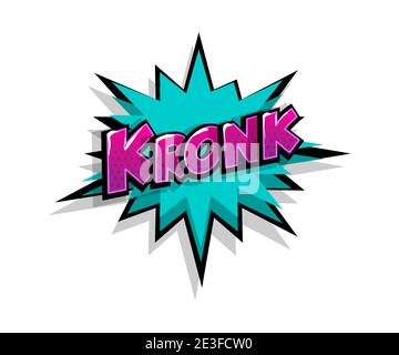 Schriftzug kronk, Boom. Soundeffekte mit Comic-Logo. Vektorblase Symbol Sprachphrase, Zeichentrickfilm Schriftart Etikett, Sounds Illustration. Comics Buch lustig tex Stock Vektor