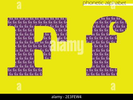 F (Foxtrot) 3D Illustration phonetisches Alphabet-Design zur Dekoration mit heller Farbe Stockfoto